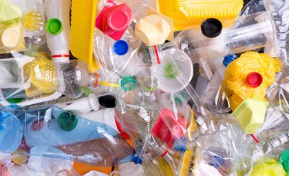 Empty plastic bottles piled together 